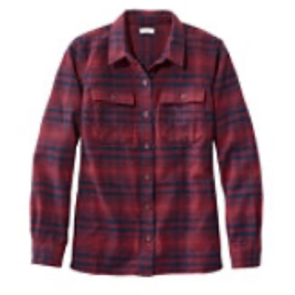 LLBean Women's Heritage Chamois Shirt, Pattern Red Wine Plaid